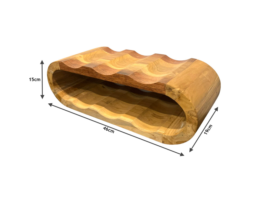 Akazienholz Weinregal - Flaschenhalter für 6 Flaschen - Robust - Natürliche Holzmaserung - 46x19x15 cm