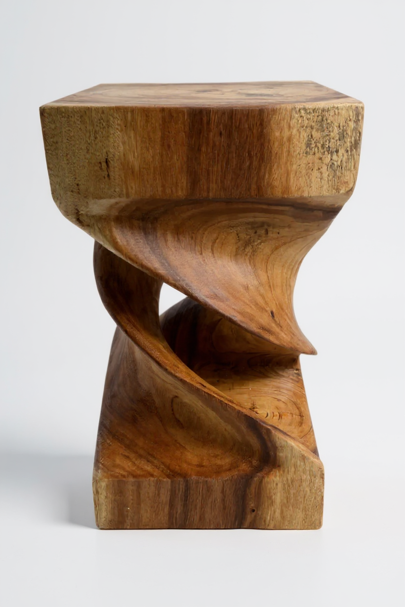 Holz Beistelltisch -  Holzhocker Couchtisch - Handgefertigt - Gedreht aus massivem Suarholz - 50x28x28 cm - Garten-On.de
