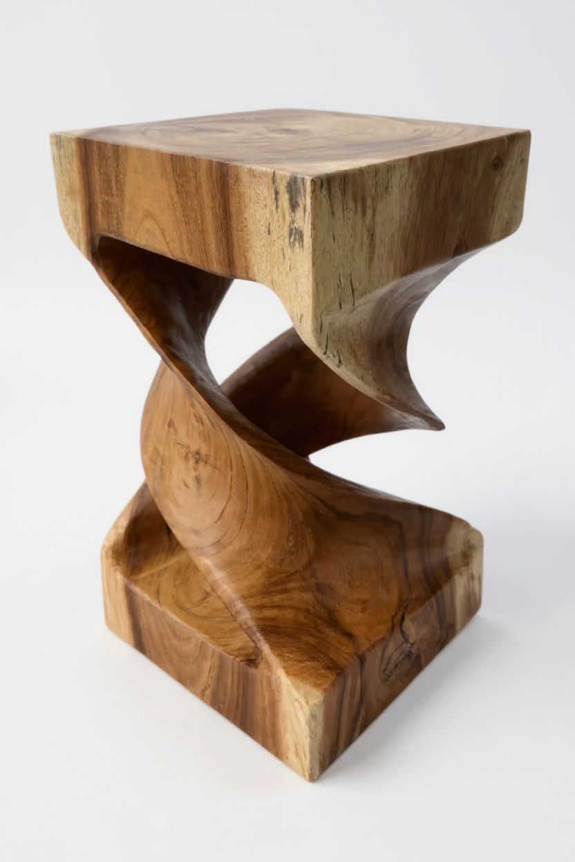 Holz Beistelltisch -  Holzhocker Couchtisch - Handgefertigt - Gedreht aus massivem Suarholz - 50x28x28 cm - Garten-On.de