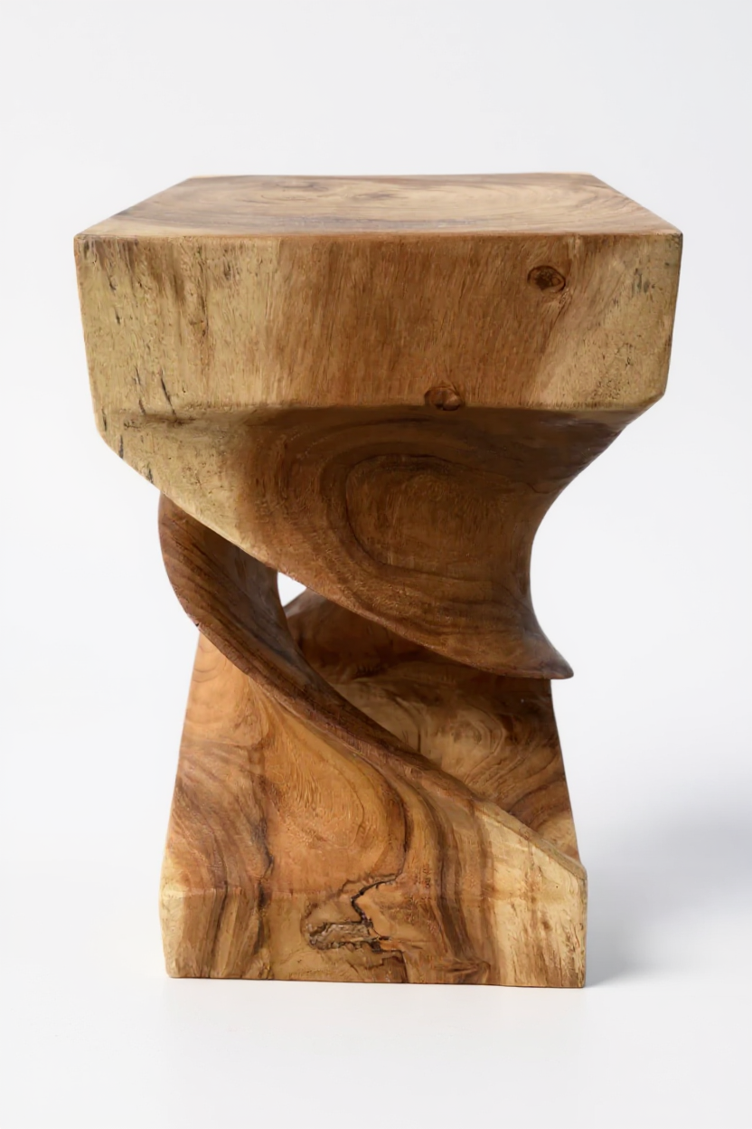 Holz Beistelltisch -  Holzhocker Couchtisch - Handgefertigt - Gedreht aus massivem Suarholz - 50x28x28 cm - Garten-On.de