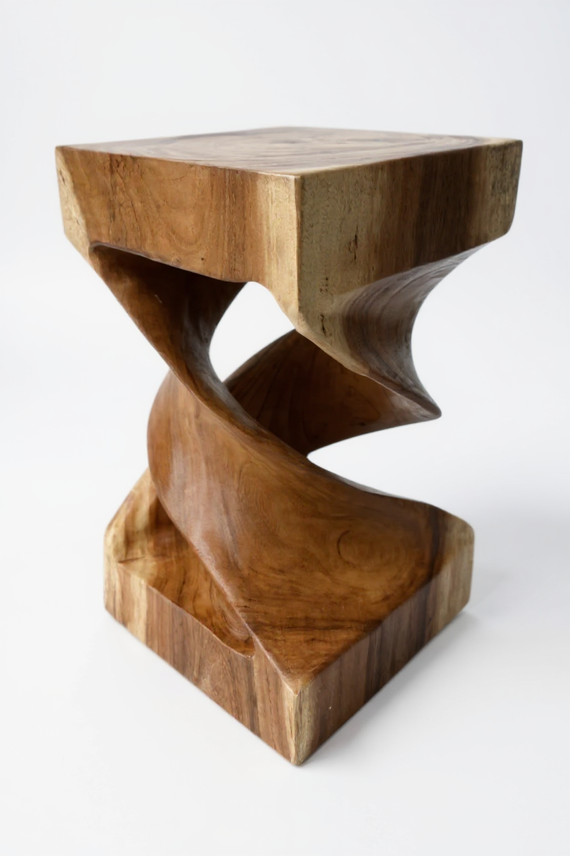 Holz Beistelltisch -  Holzhocker Couchtisch - Handgefertigt - Gedreht aus massivem Suarholz - 50x28x28 cm - Garten-On.de
