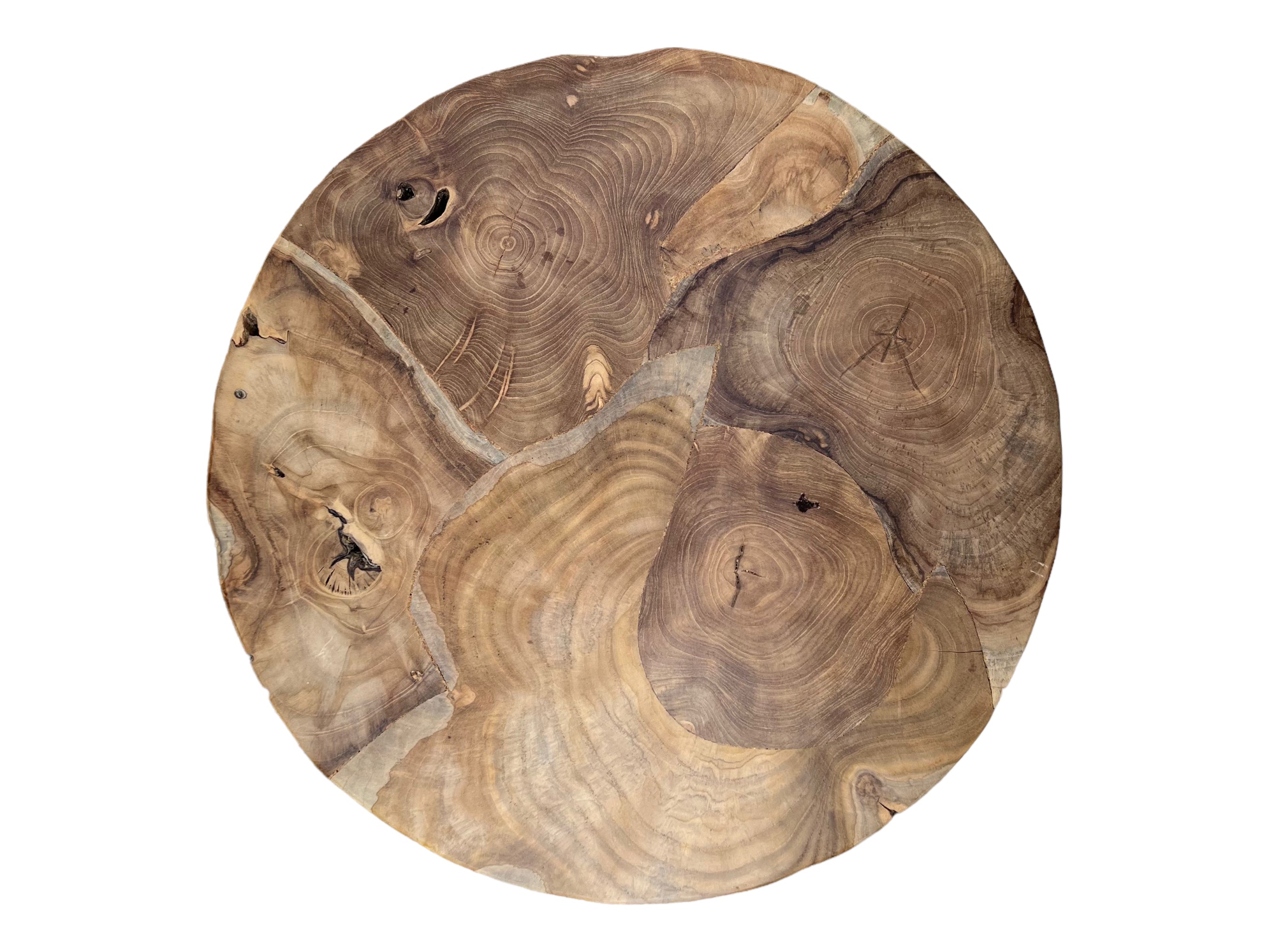 Holz Couchtisch – Beistelltisch Kaffeetisch – Mit drei Metallbeinen – Rund aus Teakholz – 60x60x43 cm - Garten-On.de