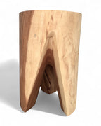 Holzhocker - Beistelltisch Blumenhocker Ablagetisch - Unikat Handgefertigt - Rund stehend aus massivem Suarholz - 45x30x30 cm - Garten-On.de