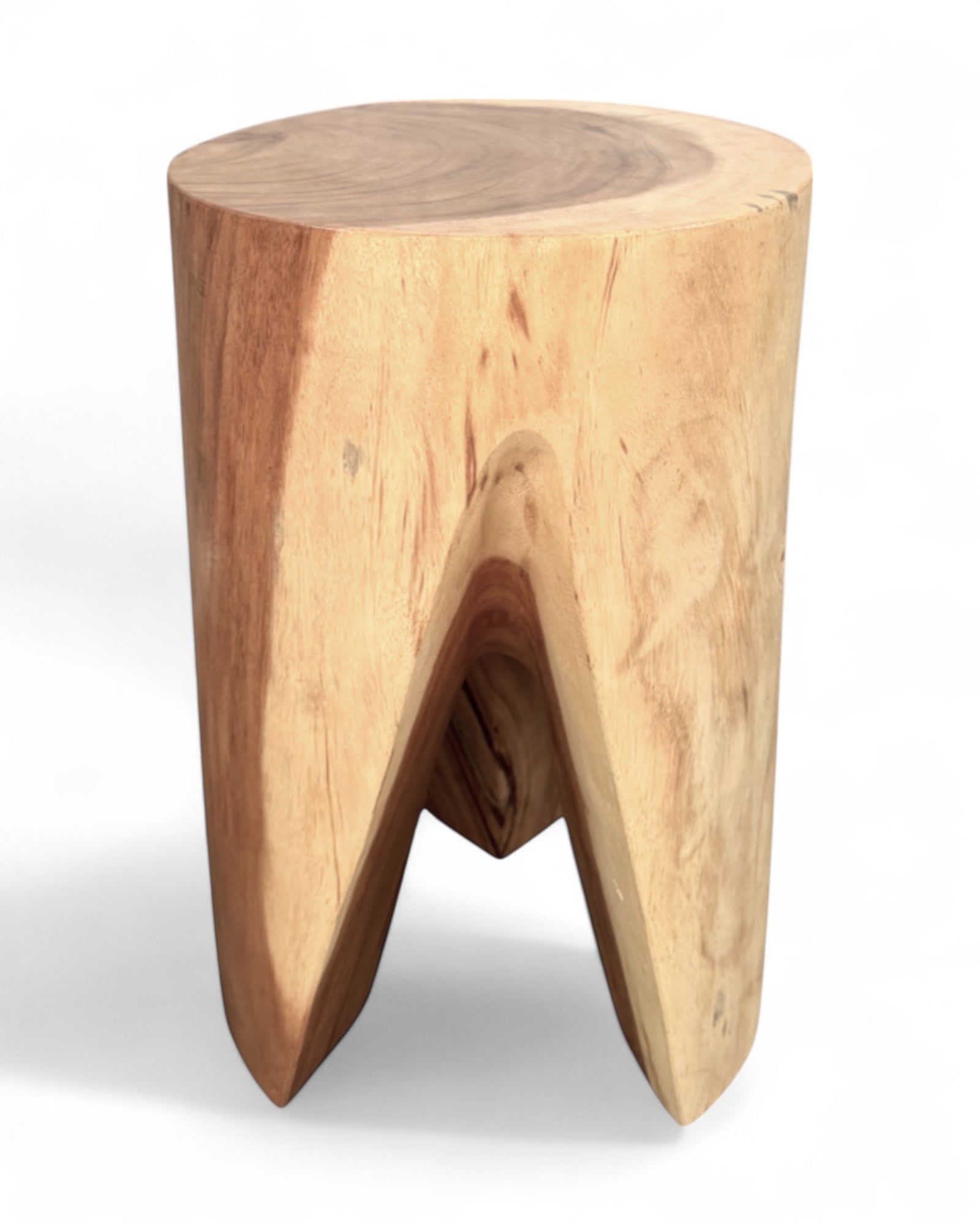Holzhocker - Beistelltisch Blumenhocker Ablagetisch - Unikat Handgefertigt - Rund stehend aus massivem Suarholz - 45x30x30 cm - Garten-On.de