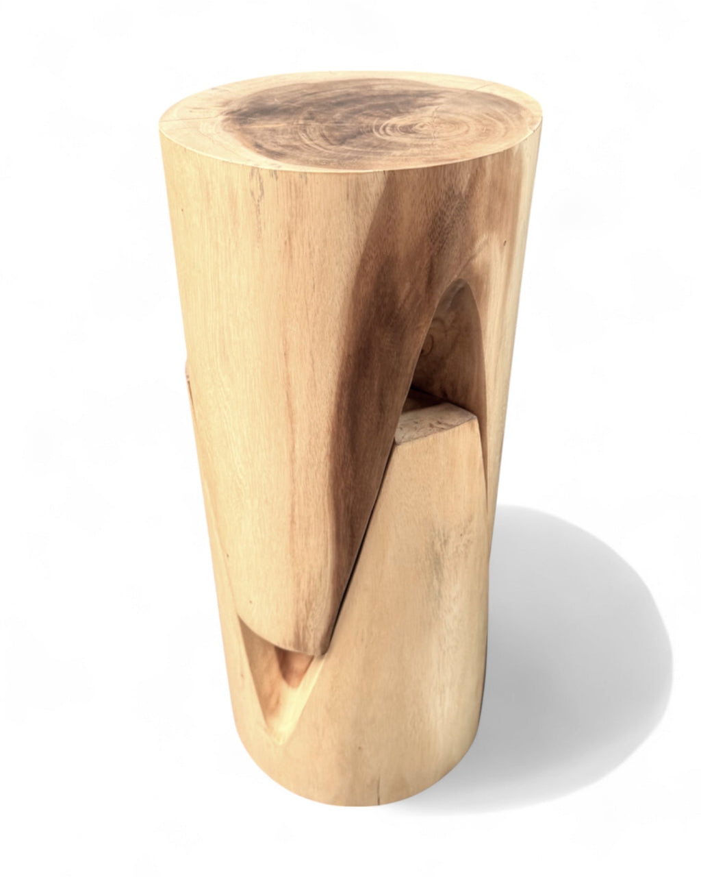 Holzhocker - Beistelltisch Blumenhocker Ablagetisch - Unikat Handgefertigt - Rund stehend aus massivem Suarholz - 45x30x30 cm - Garten-On.de
