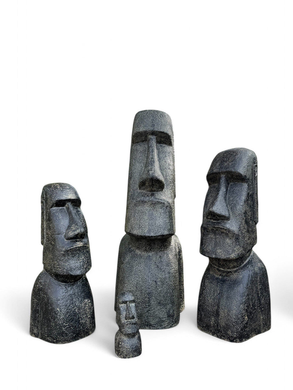 Moai Kopf Statue - Garten Deko Skulptur - Wetterfest - Rapa-Nui Osterinsel-Figur aus Glasfaserbeton Grau - 40x20x15 cm - Garten-On.de