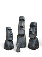 Moai Kopf Statue - Garten Deko Skulptur - Wetterfest - Rapa-Nui Osterinsel-Figur aus Glasfaserbeton Grau - 40x20x15 cm - Garten-On.de
