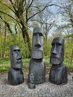 Moai Kopf Statue - Garten Deko Skulptur - Wetterfest - Rapa-Nui Osterinsel-Figur aus Glasfaserbeton Grau - 40x20x15 cm - Garten-On.de