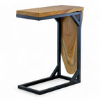 Multifunktionaler Beistelltisch - Couchtisch Ablagetisch - C-Frame – Teakholz - 50x40x20 cm - Garten-On.de