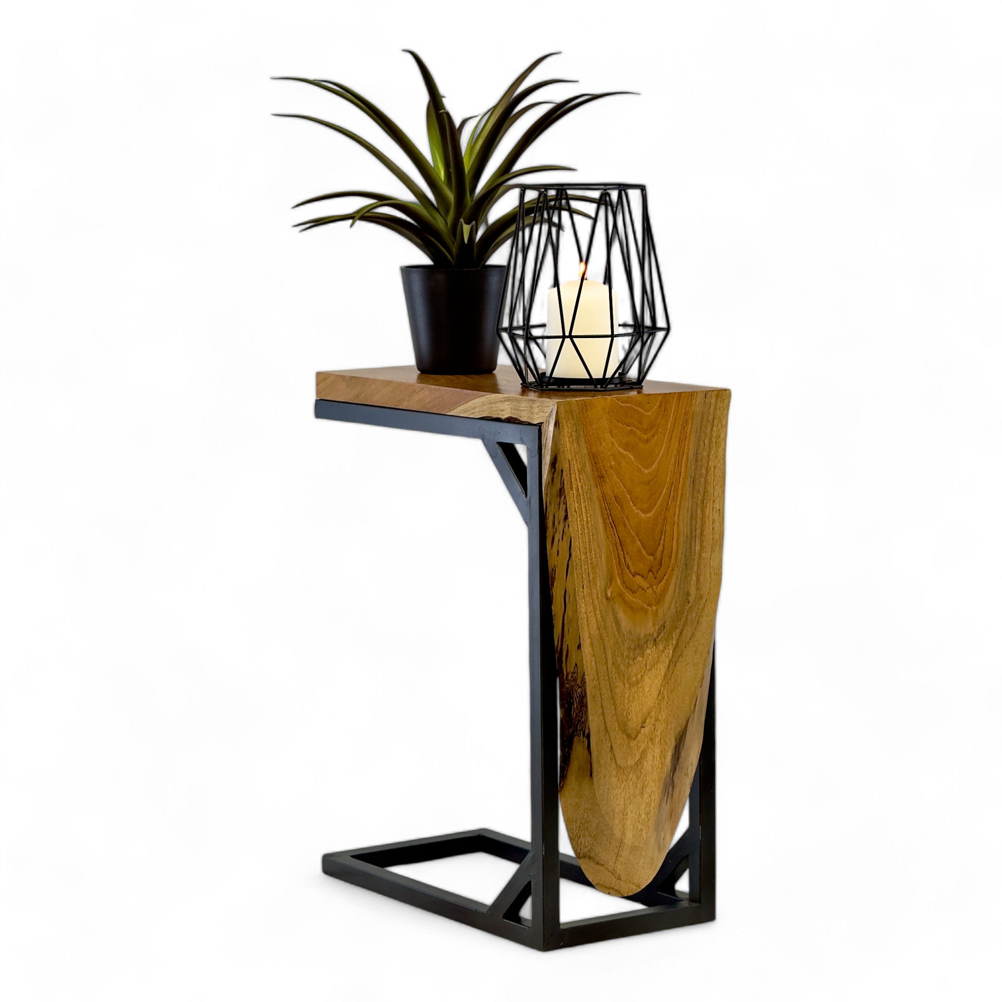 Multifunktionaler Beistelltisch - Couchtisch Ablagetisch - C-Frame – Teakholz - 50x40x20 cm - Garten-On.de
