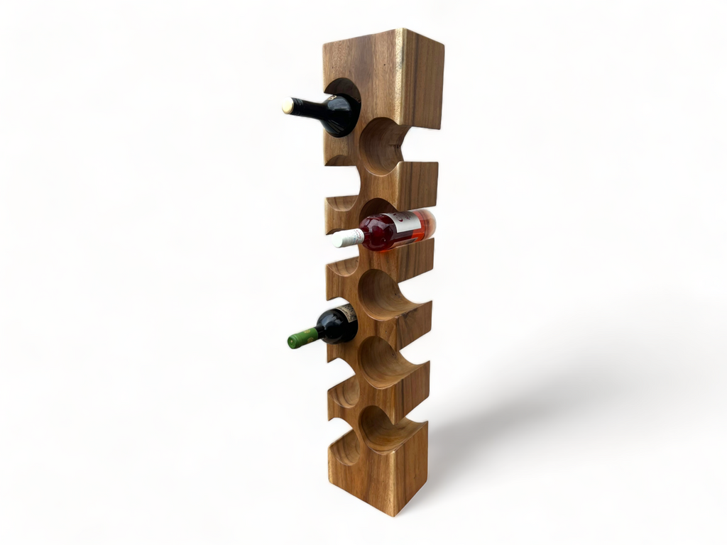 Weinregal Massiv - Küchen Wohnzimmer Deko Weinhalter - Handgefertigt Edel Hochwertig - Eckig aus Suarholz - 50/70/100x19,5x14,5 cm - Garten-On.de
