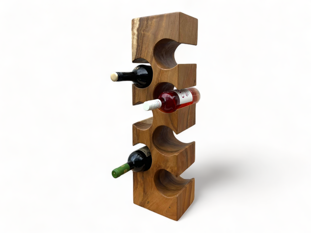 Weinregal Massiv - Küchen Wohnzimmer Deko Weinhalter - Handgefertigt Edel Hochwertig - Eckig aus Suarholz - 50/70/100x19,5x14,5 cm - Garten-On.de