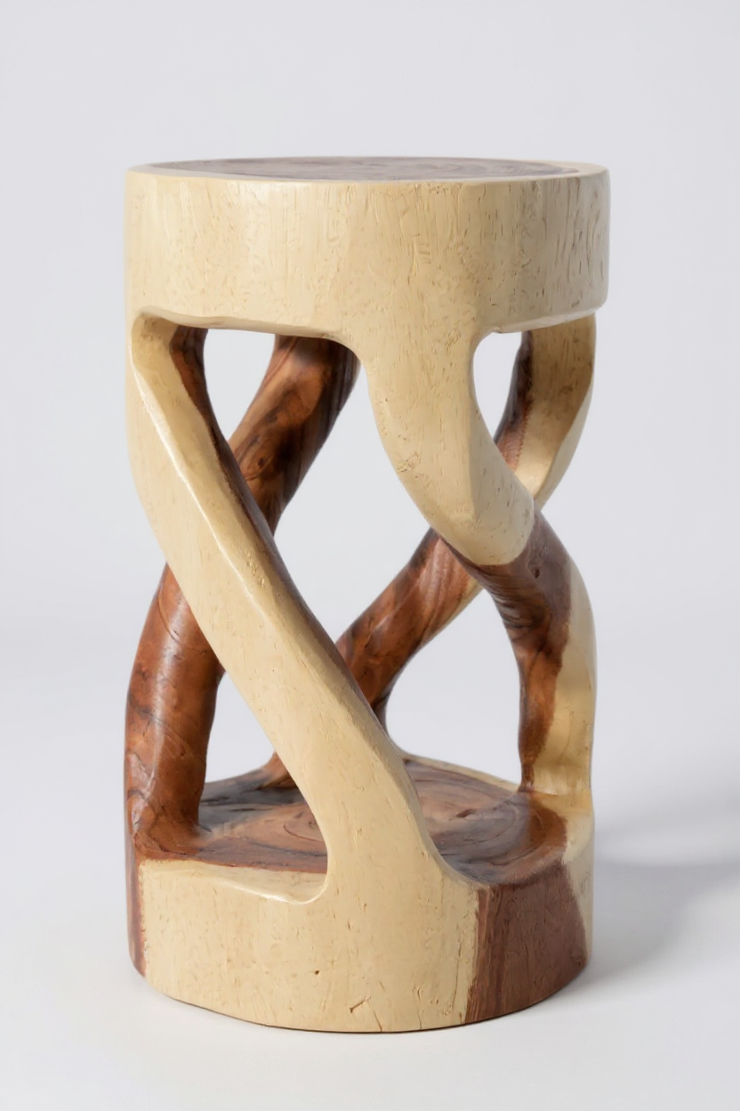 Holzhocker - Beistelltisch Blumenhocker Ablagetisch - Unikat Handgefertigt  - Rund Gedreht aus massivem Suarholz - 50x28x28 cm - Garten-On.de