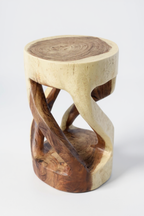 Holzhocker - Beistelltisch Blumenhocker Ablagetisch - Unikat Handgefertigt  - Rund Gedreht aus massivem Suarholz - 50x28x28 cm - Garten-On.de