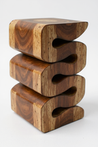 Holzhocker - Beistelltisch Blumenhocker Ablagetisch - Handgefertigt  - Flambiert Schlange aus massivem Suarholz- 50x30x30 cm - Garten-On.de