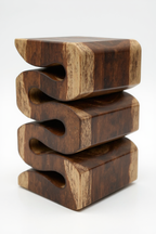 Holzhocker - Beistelltisch Blumenhocker Ablagetisch - Handgefertigt  - Flambiert Schlange aus massivem Suarholz- 50x30x30 cm - Garten-On.de