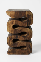 Holzhocker - Beistelltisch Blumenhocker Ablagetisch - Handgefertigt  - Flambiert Schlange aus massivem Suarholz- 50x30x30 cm - Garten-On.de