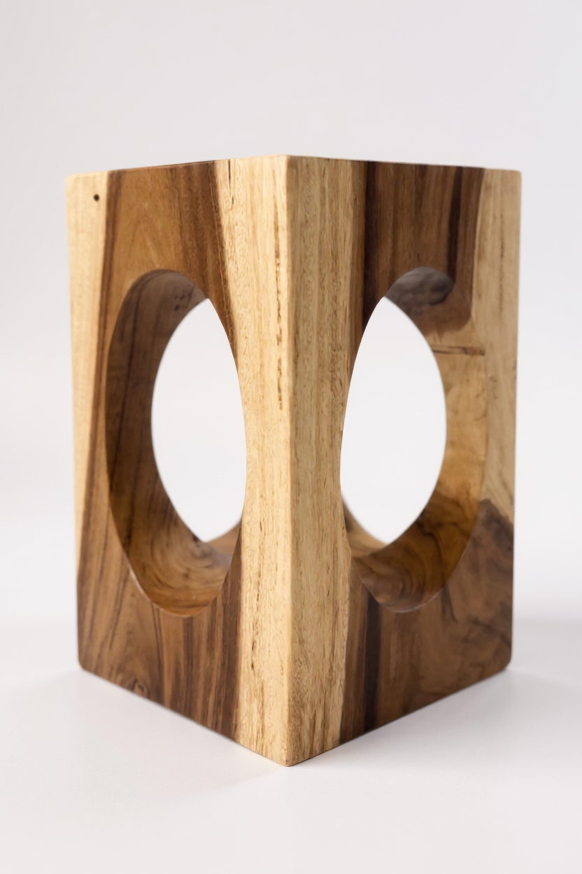 Holz Beistelltisch – Couchtisch Blumenhocker Hocker - Handgefertigt – Eckig mit O-Ausschnitt Suarholz - 45x30x30 cm - Garten-On.de