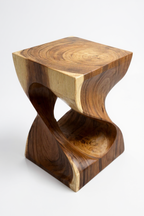 Holzhocker - Beistelltisch Blumenhocker Ablagetisch - Unikat Handgefertigt  - Gedreht aus massivem Samanholz - 45x30x30 cm - Garten-On.de
