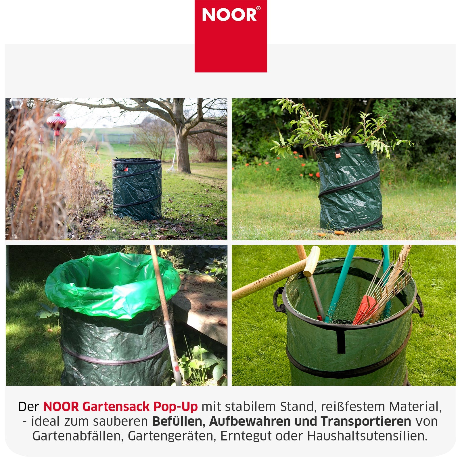 Gartensack Pop-Up - Stabilität durch Pop-up Feder - Garten-On.de