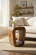 Holzhocker - Beistelltisch Couchtisch - Handgefertigter Flambierter Hocker aus massivem Suarholz- 50x30x40 cm - Garten-On.de