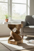 Holz Beistelltisch -  Holzhocker Couchtisch - Handgefertigt - Gedreht aus massivem Suarholz - 50x28x28 cm - Garten-On.de