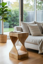 Holzhocker - Beistelltisch Blumenhocker Ablagetisch - Unikat Handgefertigt  - Gedreht aus massivem Samanholz - 50x28x28 cm - Garten-On.de