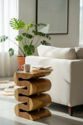 Holzhocker - Beistelltisch Blumenhocker Ablagetisch - Handgefertigt  - Natur Schlange aus massivem Suarholz- 50x30x30 cm - Garten-On.de