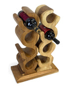 Holz Weinregal – Weinhalter Flaschenhalter - Küche Wohnzimmer Bar - Dekorativ Geschwungen – Aus Teakholz für 8 Flaschen – 60x40x20 cm - Garten-On.de