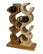 Holz Weinregal – Weinhalter Flaschenhalter - Küche Wohnzimmer Bar - Dekorativ Geschwungen – Aus Teakholz für 8 Flaschen – 60x40x20 cm - Garten-On.de