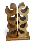 Holz Weinregal – Weinhalter Flaschenhalter - Küche Wohnzimmer Bar - Dekorativ Geschwungen – Aus Teakholz für 8 Flaschen – 60x40x20 cm - Garten-On.de