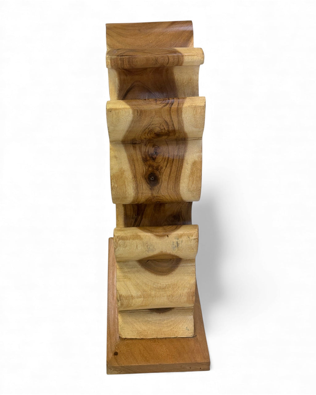 Holz Weinregal – Weinhalter Flaschenhalter - Küche Wohnzimmer Bar - Dekorativ Geschwungen – Aus Teakholz für 8 Flaschen – 60x40x20 cm - Garten-On.de