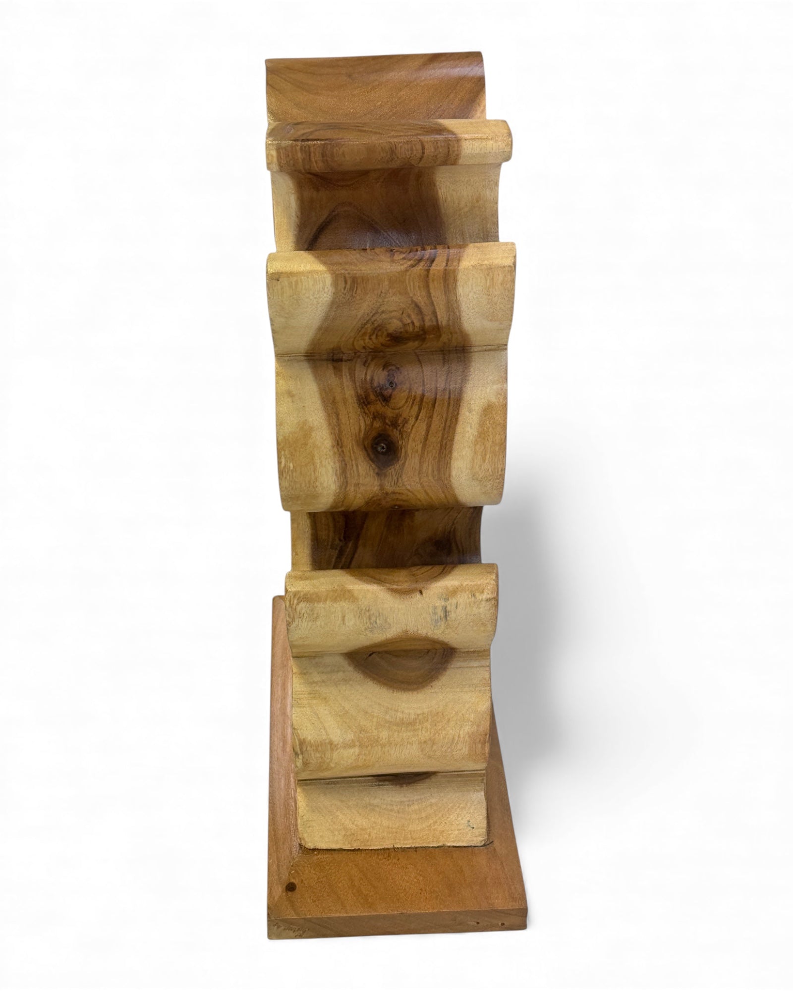 Holz Weinregal – Weinhalter Flaschenhalter - Küche Wohnzimmer Bar - Dekorativ Geschwungen – Aus Teakholz für 8 Flaschen – 60x40x20 cm - Garten-On.de