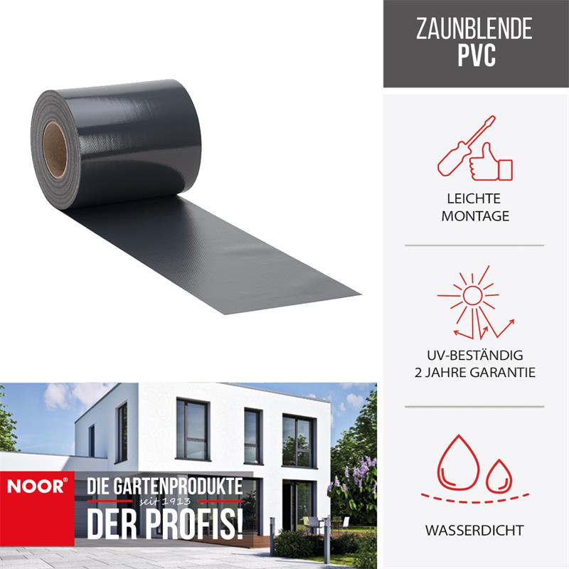 Sichtschutzstreifen PVC Zaunblende - 19 cm x 35 m - Garten-On.de