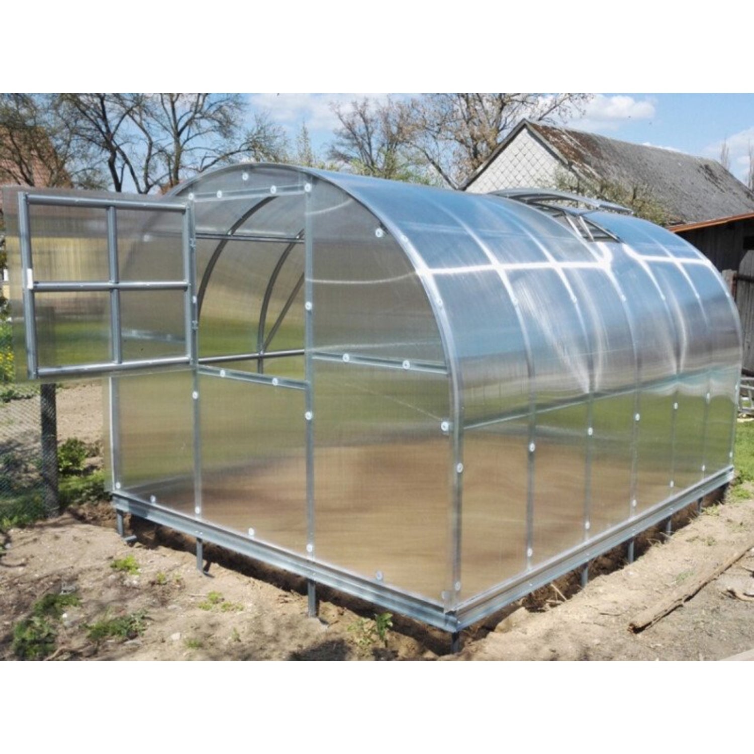 Gewächshaus KLASIKA 3 x 4 m, 12 m², verzinkter Stahlrahmen, 1 Drehtür mit Fenster Hohlkammerplatten 6 mm