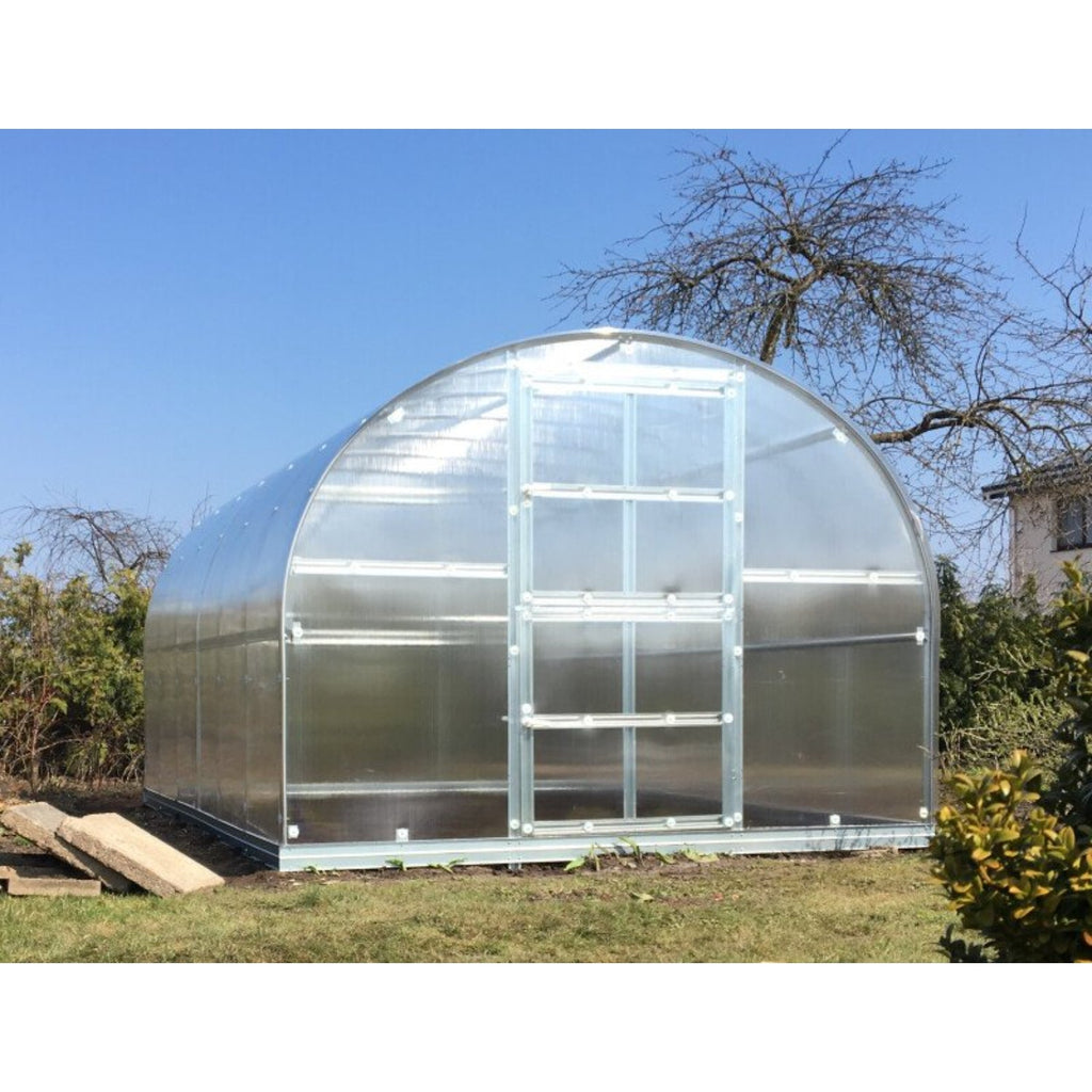 Gewächshaus KLASIKA 3 x 4 m, 12 m², verzinkter Stahlrahmen, 1 Drehtür mit Fenster Hohlkammerplatten 4 mm