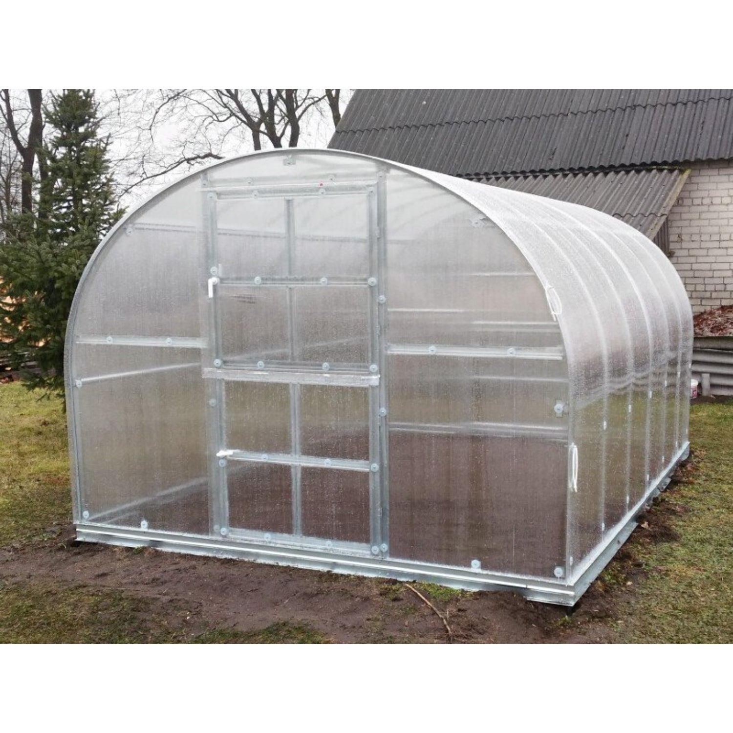 Gewächshaus KLASIKA 3 x 4 m, 12 m², verzinkter Stahlrahmen, 1 Drehtür mit Fenster Hohlkammerplatten 4 mm