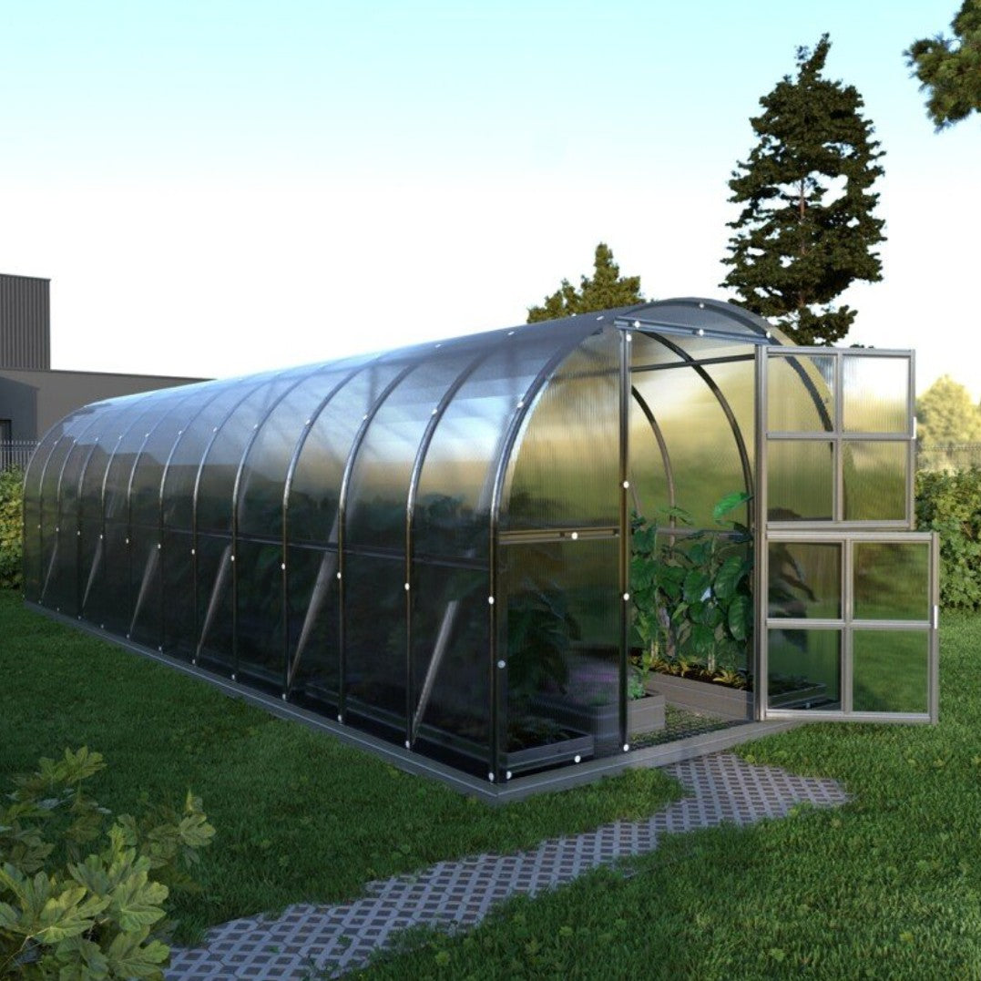 Gewächshaus KLASIKA 3 x 8 m, 24 m², verzinkter Stahlrahmen, 1 Drehtür mit Fenster Hohlkammerplatten 4 mm