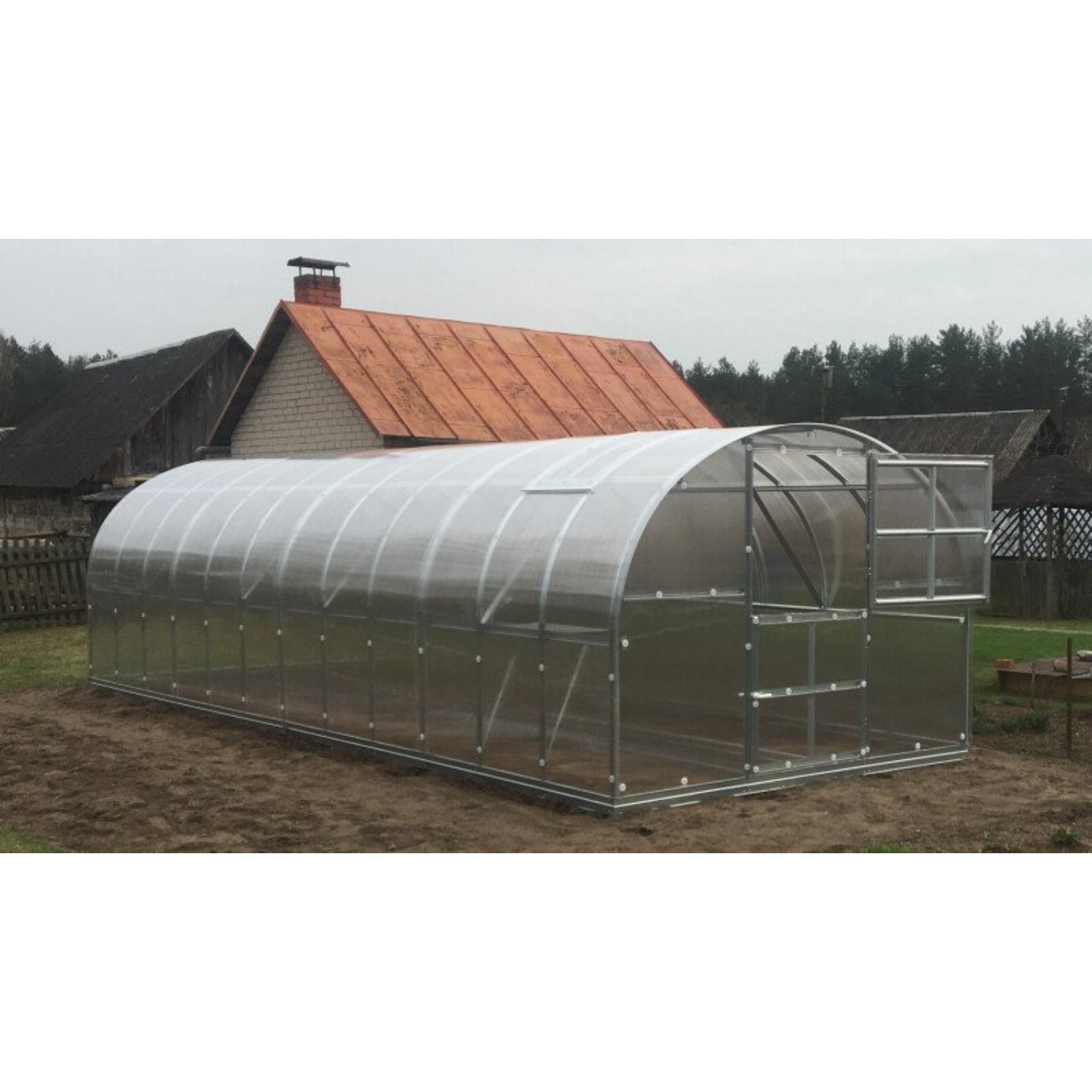 Gewächshaus KLASIKA 3 x 8 m, 24 m², verzinkter Stahlrahmen, 1 Drehtür mit Fenster Hohlkammerplatten 4 mm