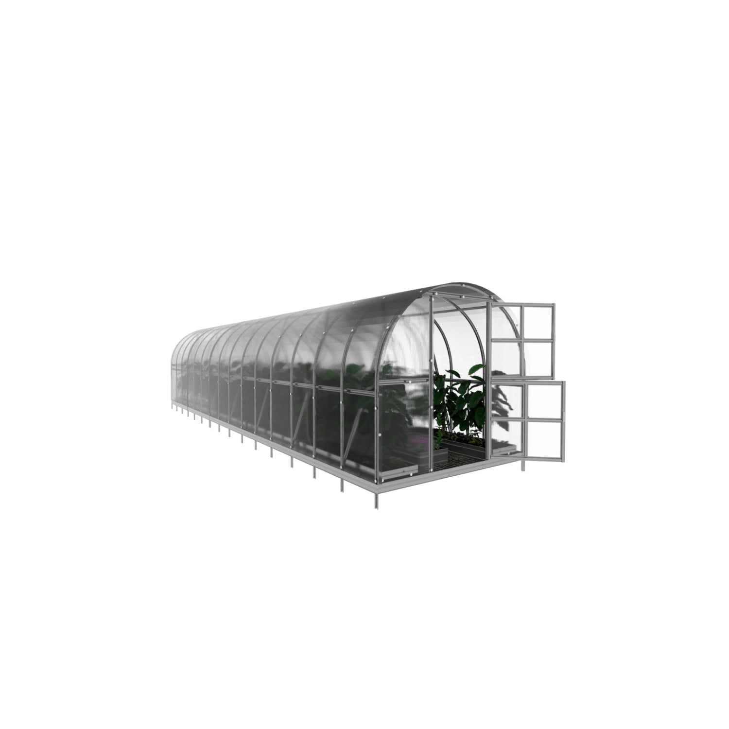 Gewächshaus KLASIKA 3 x 10 m, 30 m², verzinkter Stahlrahmen, 1 Drehtür mit Fenster Hohlkammerplatten 4 mm