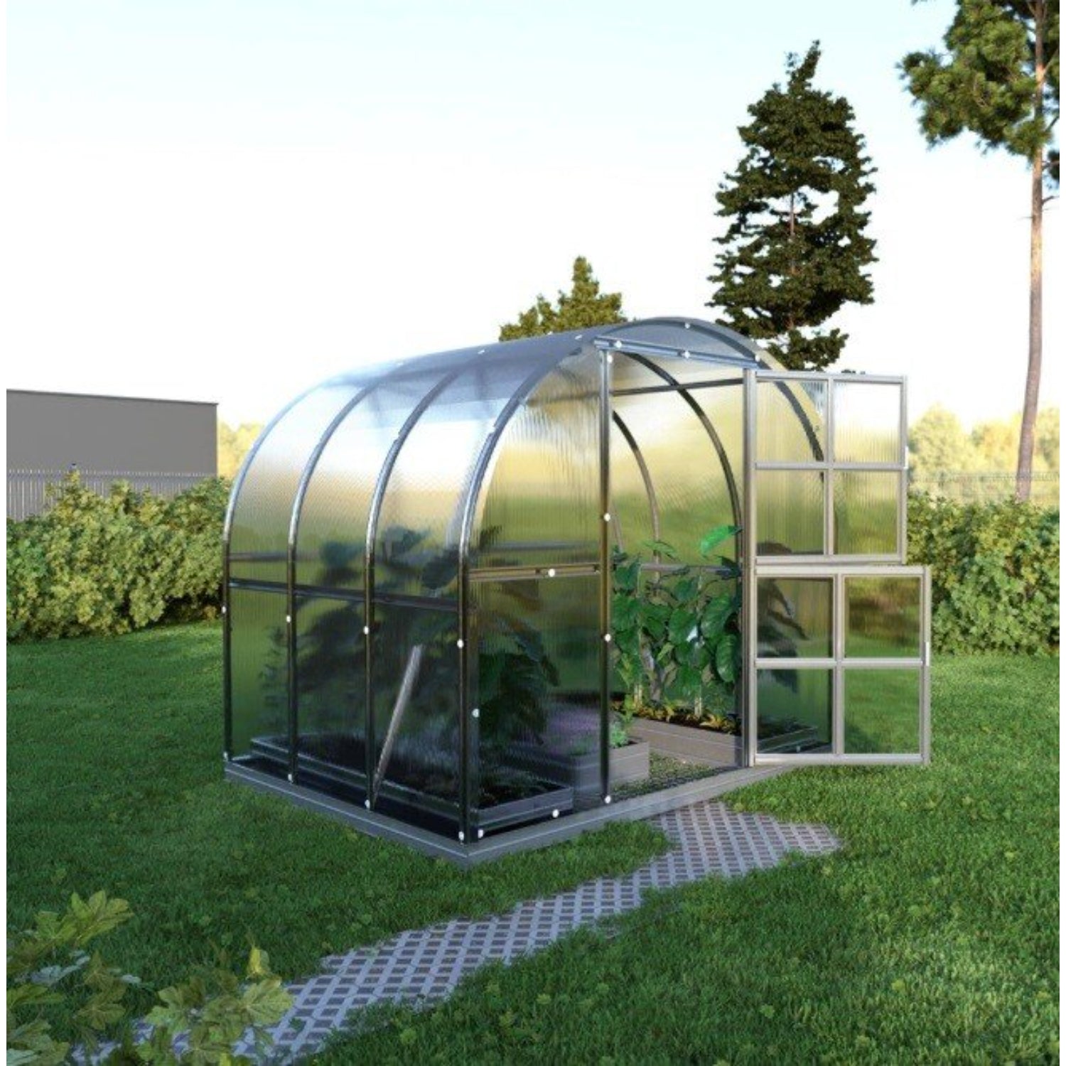 Gewächshaus KLASIKA 3 x 2 m, 6 m², verzinkter Stahlrahmen, 1 Drehtür mit Fenster Hohlkammerplatten 6 mm