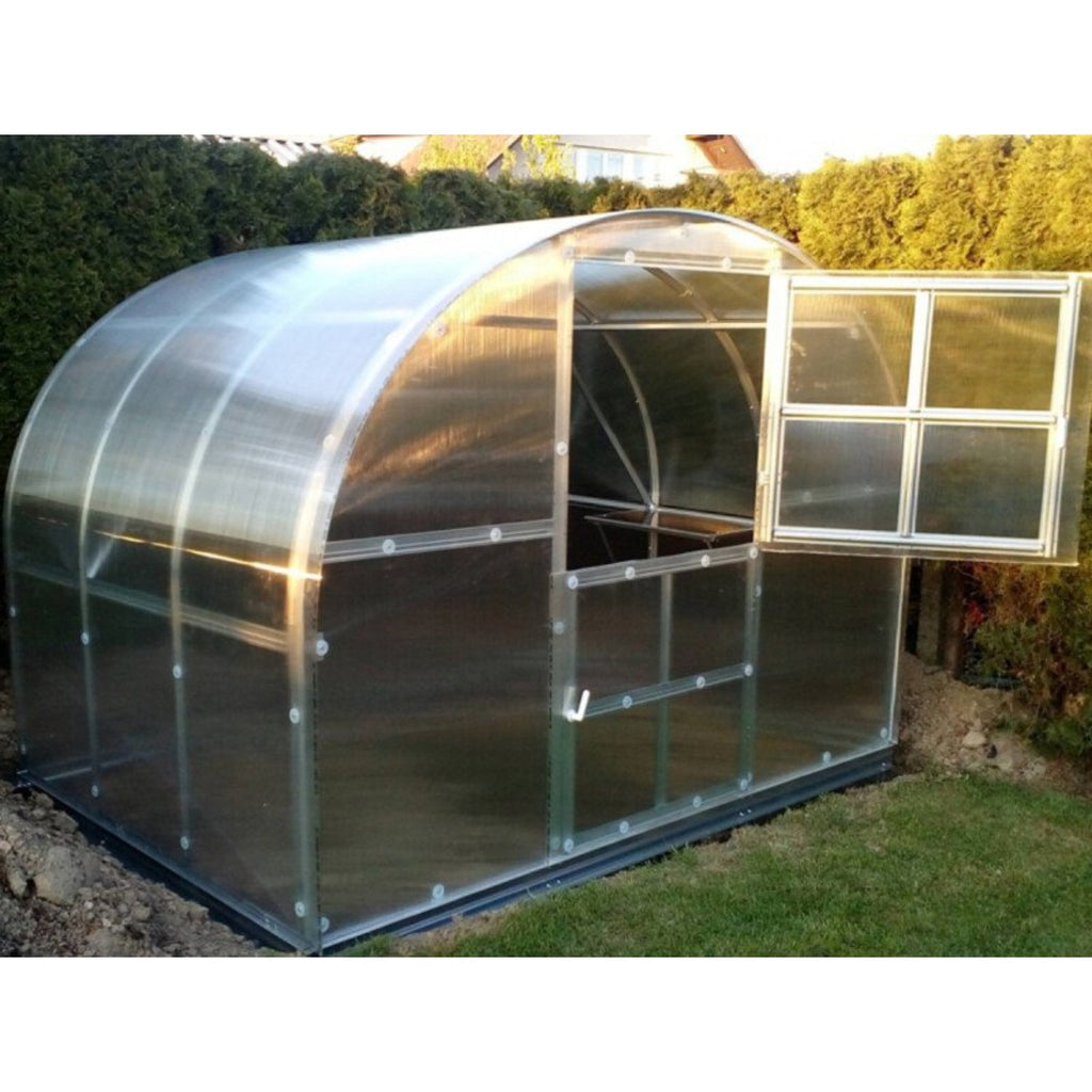 Gewächshaus KLASIKA 3 x 2 m, 6 m², verzinkter Stahlrahmen, 1 Drehtür mit Fenster Hohlkammerplatten 6 mm