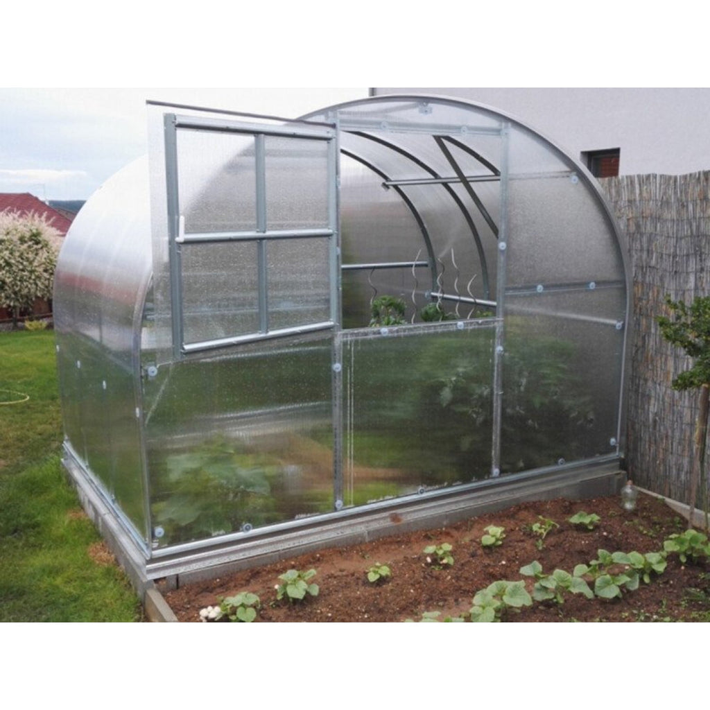 Gewächshaus KLASIKA 3 x 2 m, 6 m², verzinkter Stahlrahmen, 1 Drehtür mit Fenster Hohlkammerplatten 4 mm