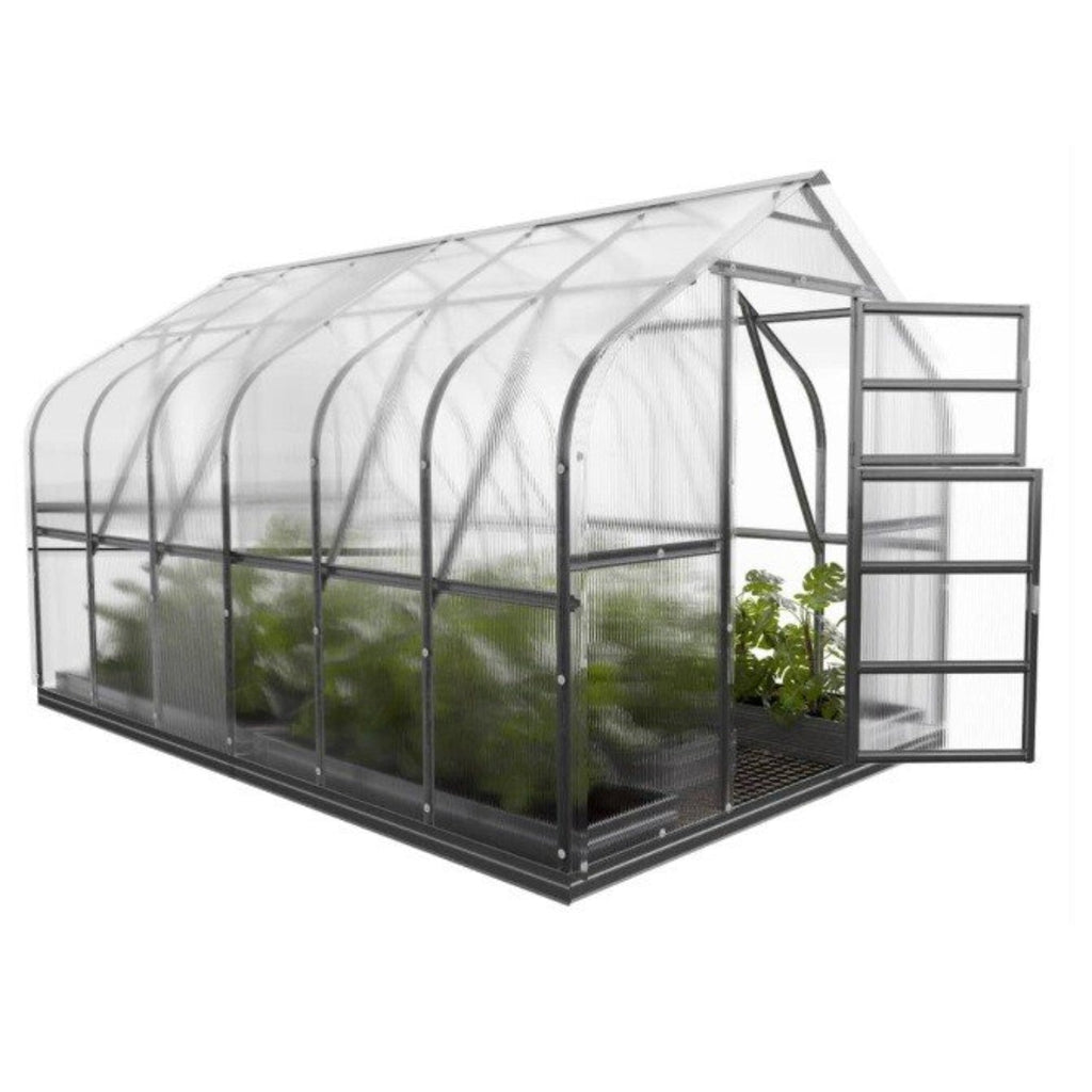 Gewächshaus KLASIKA STANDART 2,5 x 4m, 10 m², verzinkter Stahlrahmen, 1 Drehtür, 3  Fenster Hohlkammerplatten 4 mm