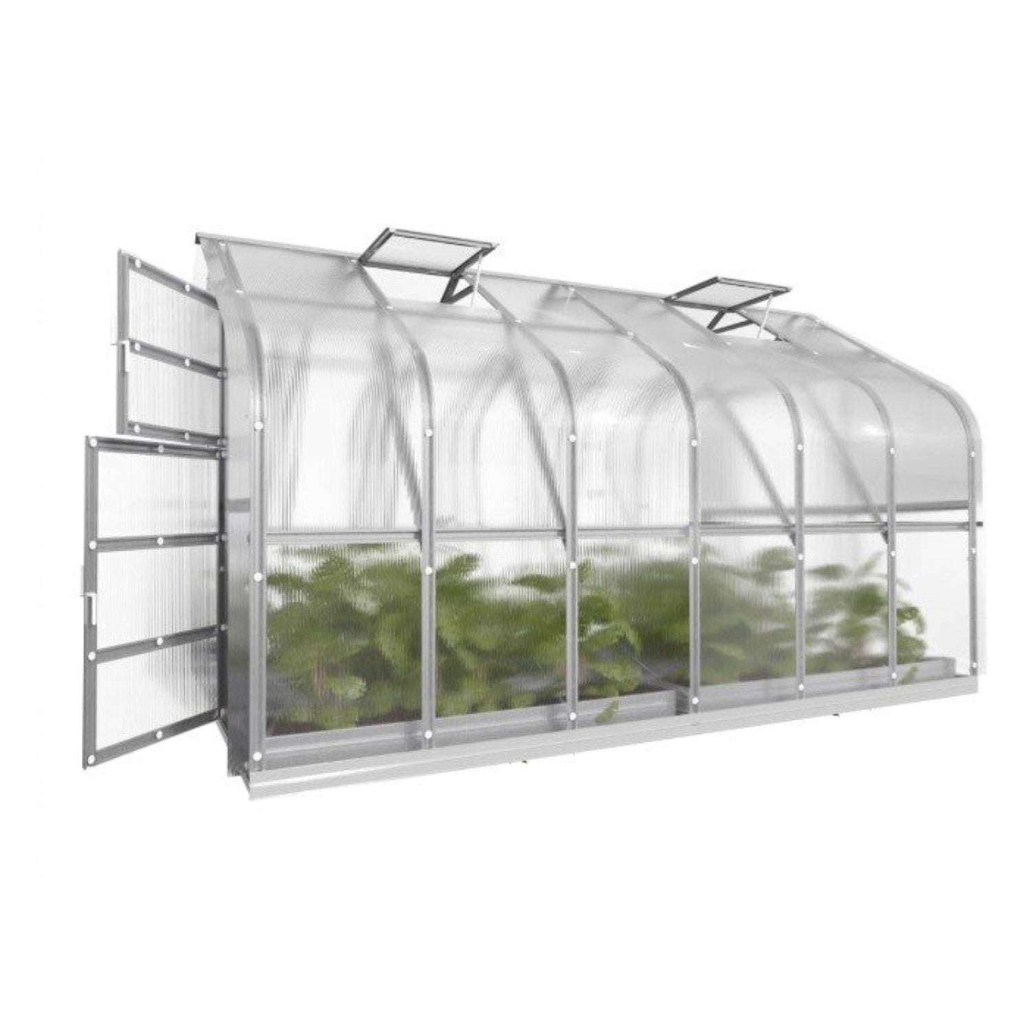 Gewächshaus KLASIKA STANDART 2,5 x 4m, 10 m², verzinkter Stahlrahmen, 1 Drehtür, 3  Fenster Hohlkammerplatten 6 mm