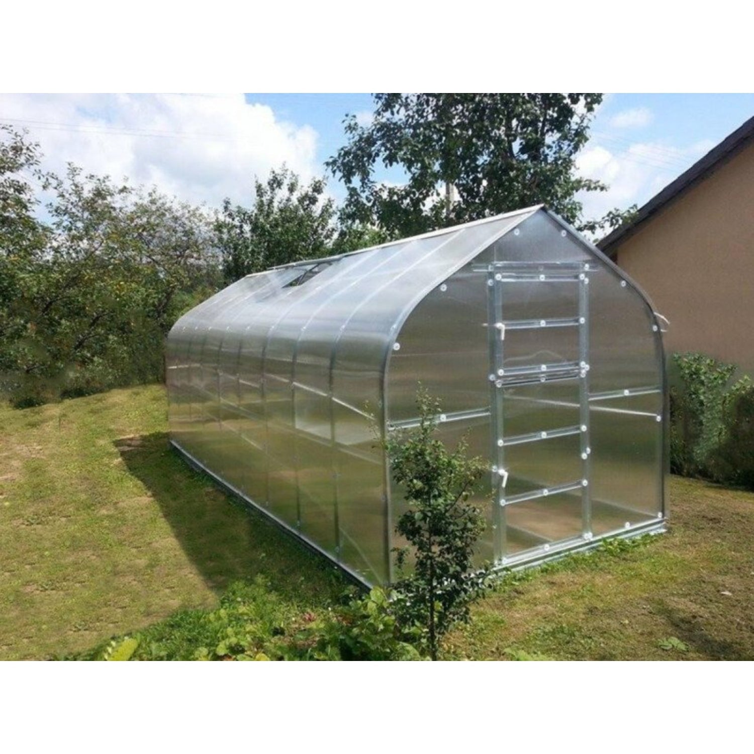 Gewächshaus KLASIKA STANDART 2,5 x 4m, 10 m², verzinkter Stahlrahmen, 1 Drehtür, 3  Fenster Hohlkammerplatten 4 mm