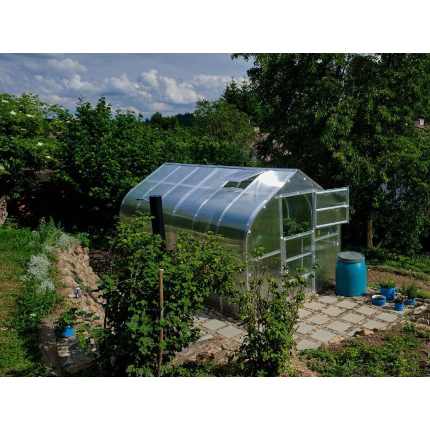Gewächshaus KLASIKA STANDART 2,5 x 4m, 10 m², verzinkter Stahlrahmen, 1 Drehtür, 3  Fenster Hohlkammerplatten 4 mm