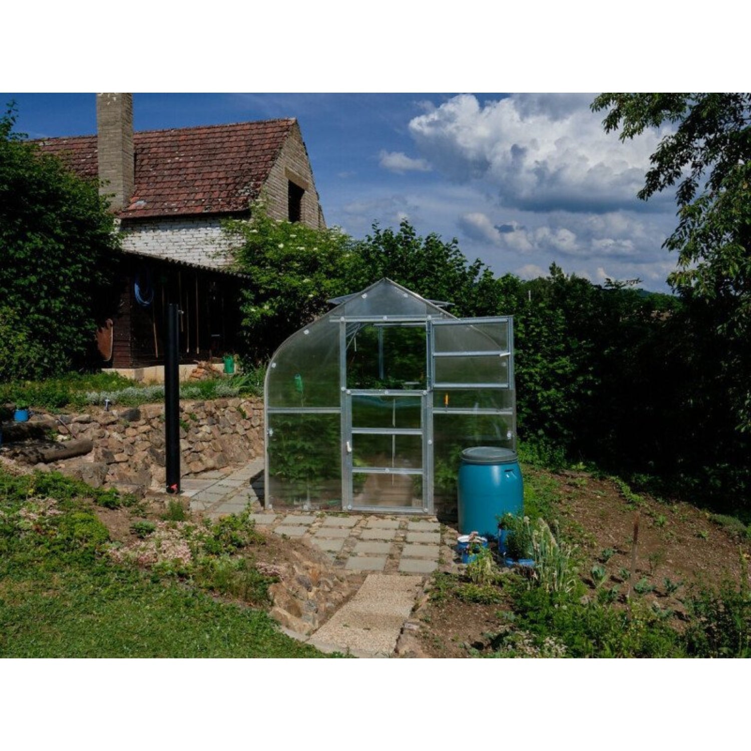Gewächshaus KLASIKA STANDART 2,5 x 4m, 10 m², verzinkter Stahlrahmen, 1 Drehtür, 3  Fenster Hohlkammerplatten 6 mm
