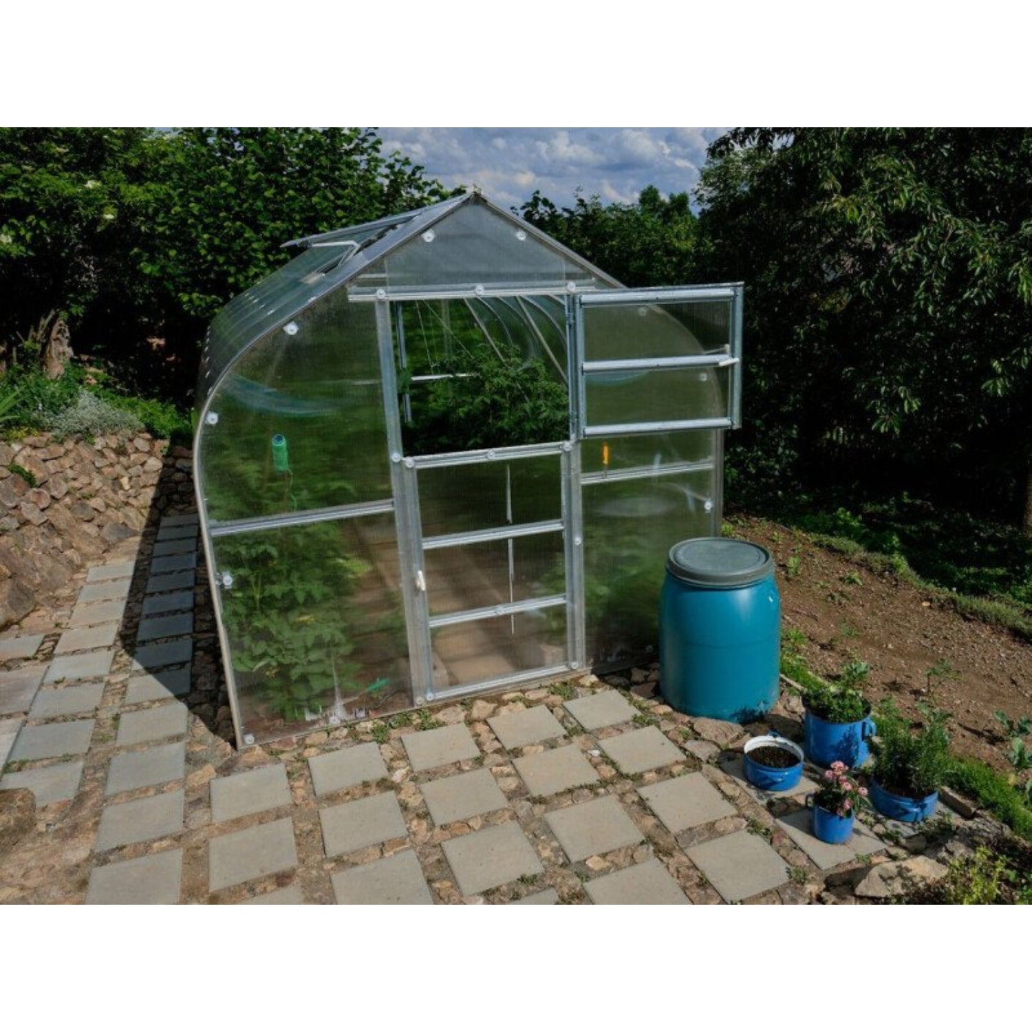Gewächshaus KLASIKA STANDART 2,5 x 6m, 15 m², verzinkter Stahlrahmen, 1 Drehtür, 4  Fenster Hohlkammerplatten 6 mm