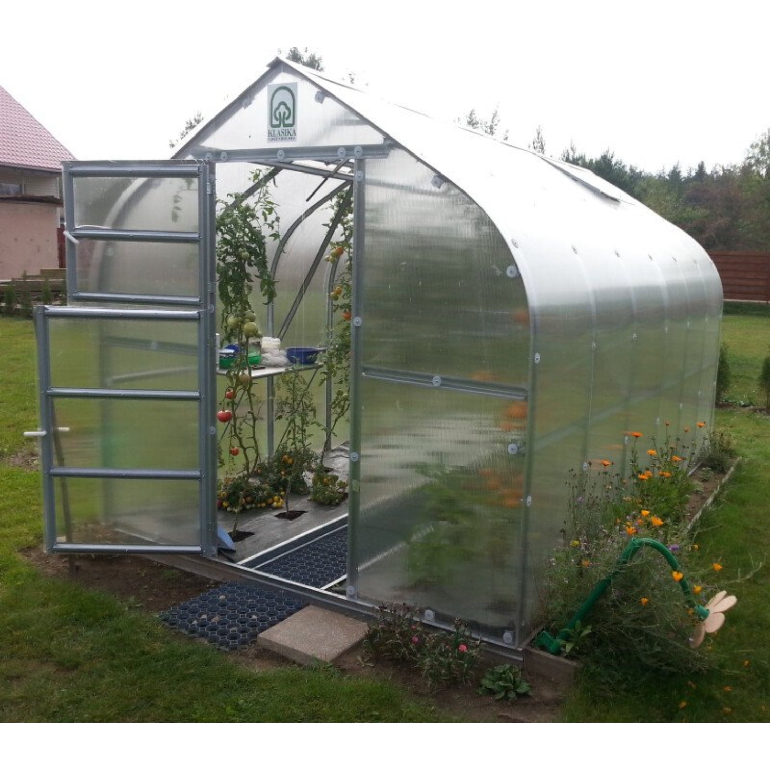 Gewächshaus KLASIKA STANDART 2,5 x 6m, 15 m², verzinkter Stahlrahmen, 1 Drehtür, 4  Fenster Hohlkammerplatten 6 mm